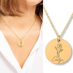 Birth Month Flower Bouquet Charm Necklace Mothers Day Jewelry Gift Valentines